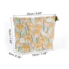 Unique Bargains Women Bunny Cosmetic Bag Orange Green 1 Pc