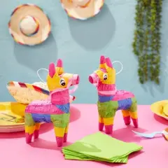 Juvale Mini Donkey Pinata - 3 Pack Small Mexican Pinatas for Cinco de Mayo, Mexican Fiestas, Birthday Parties (4 x 7.5 x 2 In)