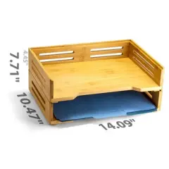 Officemate&reg; Bamboo Letter Tray, Pack of 2