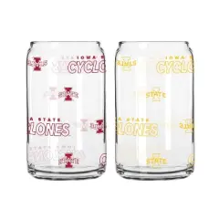 NCAA Iowa State Cyclones 2pk Glass Can - 16oz: Stemless Drinkware, Glass Material