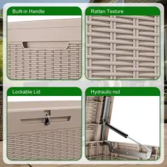 Sersper 100 Gallon Large Waterproof Resin Deck Box, Lockable, Light Gray - For Patio, Garden Tools & Pool Supplies (4 Pack)