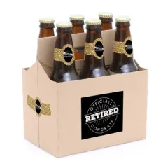 Big Dot of Happiness Happy Retirement - Retirement Party Decorations for Women and Men - 6 Beer Bottle Label Stickers and 1 Carrier