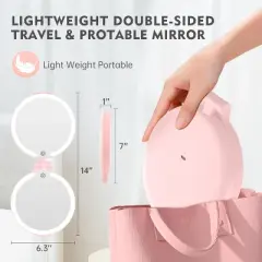 FUNTOUCH 7'' Travel Makeup Mirror with 10X Magnifying, 3 Color Lights, 2-Sided, Portable and Rechargeable Travel Essential