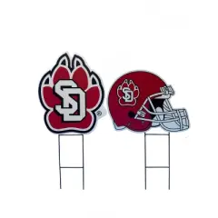 NCAA South Dakota Coyotes 2pk Logo and Helmet Garden Stake Set