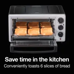 Proctor Silex 6sl Toaster Oven 31124: Countertop Small Oven, 1500W, Silver, Includes Broiler & Baking Pan, Freestanding