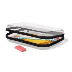 Hard Sided Zipper Pencil Case Gray - up&up&trade;: PET Material, 6.25" Height, 8.75" Depth, 2" Width, 0.198 lbs