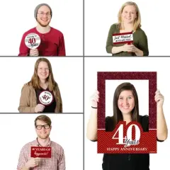 Big Dot of Happiness We Still Do - 40th Wedding Anniversary Selfie Photo Booth Picture Frame & Props - Printed on Sturdy Material
