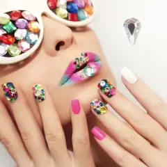 Unique Bargains 12 Grids Rhinestone Nail Supplies Clear 1 Set