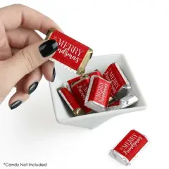 Big Dot of Happiness Red and Gold Friendsmas - Mini Candy Bar Wrapper Stickers - Friends Christmas Party Small Favors - 40 Count