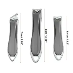 Unique Bargains Nail Clippers Set Fingernail Toenail Cutter Clippers with Nail File Stainless Steel Gray 3 Pcs