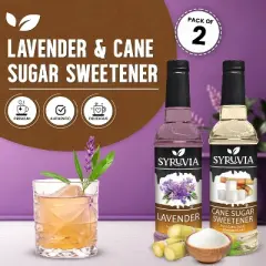 Syruvia Coffee Flavors Variety Pack: Lavender & Cane Sugar Sweetener 25.4 fl oz Syrup