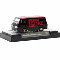 1966 Ford Econoline Custom Van "Coca-Cola" Black with Coke Red Top Limited Ed to 3850 pcs 1/64 Diecast Model Car by M2 Machines