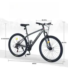 INFURNIC Bicycles, 27.5 Inch Mountain Bike for Women and Men, 21 Speed Mountain Bike, Gray, 68.8"*26.37"*39.37"