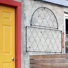 46" Wide Iron 2 Pc Oxfordshire Decorative Garden Trellis Black Coat Finish - Achla Designs