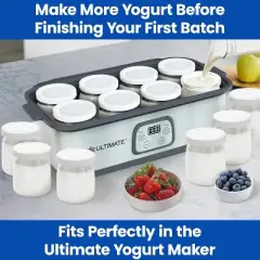 Ultimate Yogurt Jars - Make More Delicious Yogurt! 8 Count Small Glass Yogurt Cups With Lids - 100% BPA Free, Airtight & Dishwasher Safe!