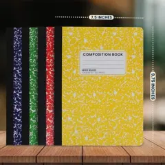 Manaloom Wide Ruled Composition Notebooks &ndash; 100 Sheets, 9.75" x 7.5", Sewn Binding &ndash; Durable Colorful Notebooks for School, Work, Journaling