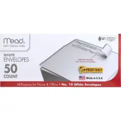Mead #10 Press-It Seal-It Envelopes 4 1/8" x 9 1/2" White 50 Count (75024)