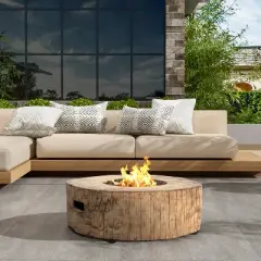Christopher Knight Home Waldo 30,000 BTU Lightweight Concrete Propane Fire Pit with Wood Pattern