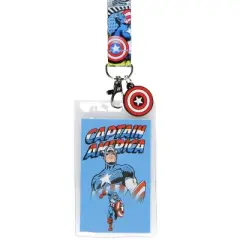 Captain America Lanyard Badge Holder with 1" Rubber Shield Pendant