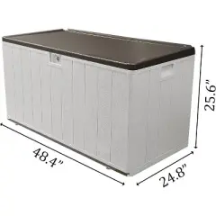 110Gallon lockable waterproof and UV resistant outdoor storage box, used for storing outdoor garden tools and swimming pool accessories, White