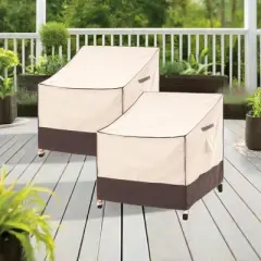 F&J Outdoors Premium Waterproof Outdoor Patio Chair Covers - Beige+Coffee - 2 Packs