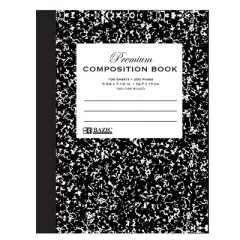 BAZIC Products&reg; Premium Composition Book, College Ruled, Black Marble, 100 Sheets, Pack of 6
