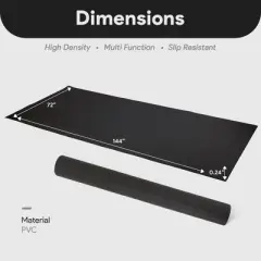BalanceFrom Fitness 6 x 12 Feet 1/4 Inch Thick High Density Easy Maintenance Gym Equipment Mat for Floor Protection from Heavy Gym Equipments, Black