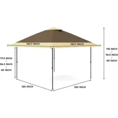 12X12 Gazebo,Outdoor Canopy Tent with Double Roof,Outdoor Gazebo for Backyard & Patio,Instant Screened Shelter with 144 Square Feet,Khaki