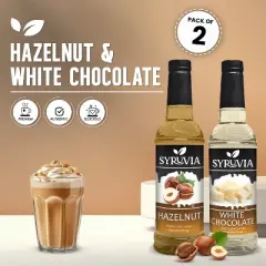 Syruvia Coffee Flavors Variety Pack: Hazelnut & White Chocolate 25.4 fl oz Syrup