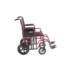 Drive Medical Bariatric Heavy-Duty Transport Wheelchair - 20&Prime; Seat, Swing-Away Footrest - Red