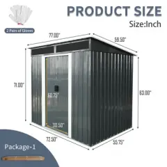 CAVINAS Multi-Functional Outdoor Garden Shed with Lockable Sliding Doors and Transparent plate
