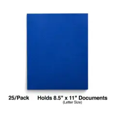 Staples School Grade 2 Pocket Folder with Fasteners Blue 25/Box 27542-CC