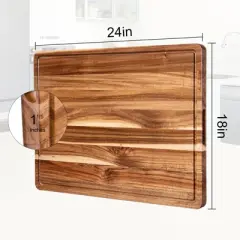 Acacia Wood Cutting Board with Grip Handle - Serving Board, Cheese Board, Chopping Board