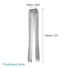 Unique Bargains 410 Stainless Steel Ice Tongs for Appetizers, Charcuterie, Dessert, Tea Party, Bar, Cafe Serving 5.2" Silver 3 Pcs