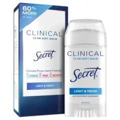Secret Clinical Strength Antiperspirant and Deodorant for Women Soft Solid - Light & Fresh - 2.6oz