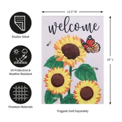 Evergreen Sunflower Welcome Garden Suede Flag 12.5 x 18 Inches Indoor Outdoor Decor