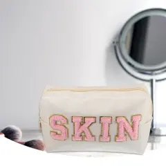 Unique Bargains Patch Small Makeup Bag Alphabet Pattern Toiletry Bag Travel Cosmetic Organizer for Women Daily Use