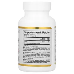 California Gold Nutrition L-Lysine, 500 mg, 60 Veggie Capsules