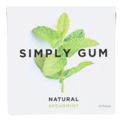 Simply Gum Natural Spearmint Gum - Case of 12/15 ct