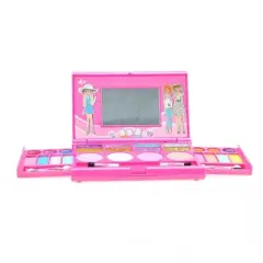 Link Pretty Princess Girls Deluxe Colorful Makeup Palette With Mirror & Brushes - Pink