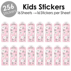 Big Dot of Happiness Pink Winter Wonderland - Holiday Snowflake Birthday Party and Baby Shower Favor Kids Stickers - 16 Sheets - 256 Stickers