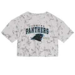 NFL Carolina Panthers Girls' Short Sleeve Tie-Dye Fashion Crop T-Shirt