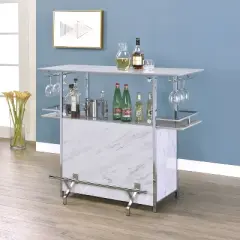 Mauro Faux Marble Bar Table White/Chrome - miBasics