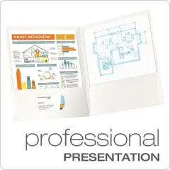 Oxford High Gloss Laminated Paperboard Folder 100-Sheet Capacity White 25/Box 51704