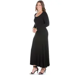 24seven Comfort Apparel Womens Plus Size Womens Long Sleeve Maxi Dress