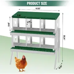 Chicken Nesting Box with Roll Out Egg Tray, Heavy Duty Galvanized Steel, Rustproof & Ventilated Laying Box for Chickens/Ducks, Wall Mount