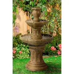 John Timberland Tuscan Garden Rustic 3 Tier Basin Outdoor Floor Water Fountain 41 1/2" for Yard Backyard Garden Patio Home Deck Porch House Exterior