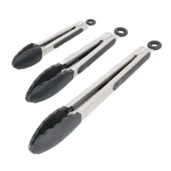 Oster Baldwyn 3 Piece Stainless Steel Kitchen Tongs Set in Black