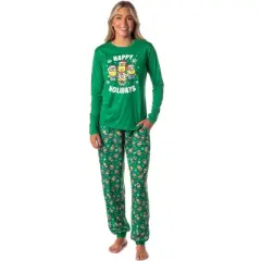 Despicable Me Minions Happy Holidays Jogger Sleep Family Christmas Pajama Set Green