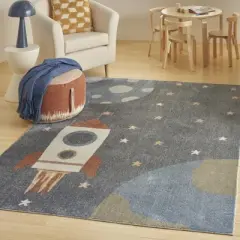 Nourison  Kids Washable Space Rocketship Indoor Rug